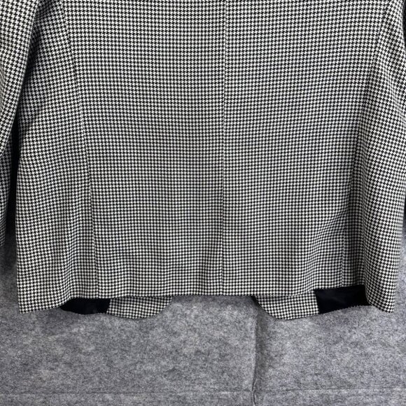 Vintage Black White Wool Houndstooth Checkered Academia Double Breasted Blazer - Picture 13 of 16